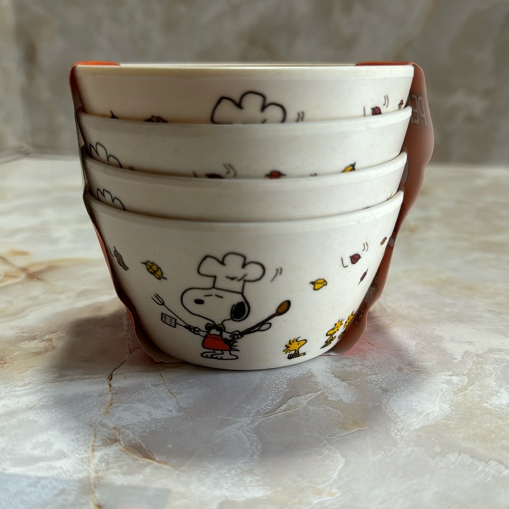 Peanuts: thanksgiving bamboo plastic small bowls.